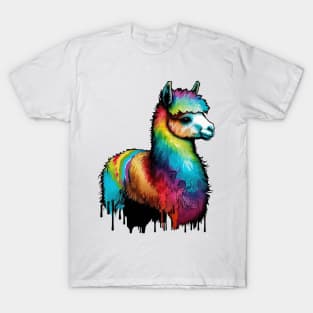 Alpaca Llama Rainbow Colordrops T-Shirt